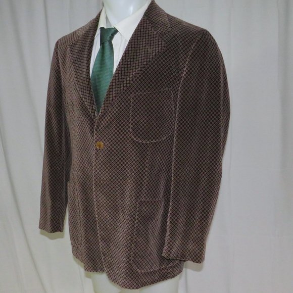Romeo Gigli Geometric Foulard Brown Velvet Vintage Three Button Blazer 40R - Picture 5 of 11